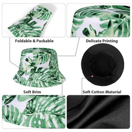 AYPOW Cotton Reversible Packable Bucket Hat Women, UPF50+ Double Sided Wear Fisherman Cap Maple Leaf Lightweight Summer Sun Hats, Fashion Teens Girls Flamingo Beach Hat for Holidays Travel Party
