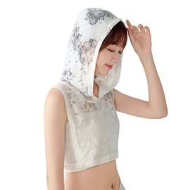 UMIYI Women's Collar, Hoodie, Collar, Hooded, All Lace, See-through, Faux Color, Casual, Turtleneck, Layered Style, No Slip, Easy to Wear, Inner, Loose, Plain, Adult, Cute, Simple, Trend, Stylish, Neat, Lace White