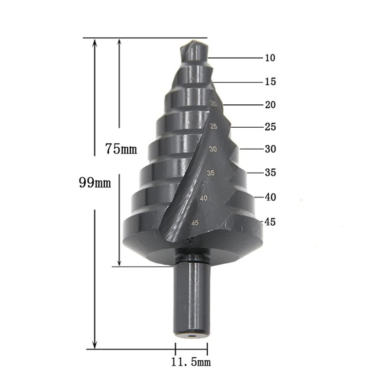 ZONADAH Spiral Nitriding Step Drill Bit Titanium Plated Multi Hole