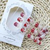 24Pcs Heart Press on Nails Short Square Valentine's Day Fake