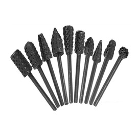 10 Pieces Tungsten Carbide Rotary Burr Set, 1/8'' 3MM Shank Wood Drill Bits Solid Carbide Rotary Burr File Set for Die Grinder Drill, Metal Polishing, Engraving