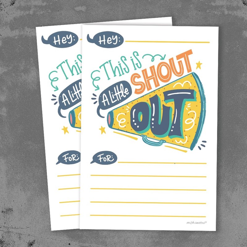 Kudos Shout Out Cards for Teachers, Students, and Employee Appreciation