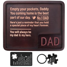 Dad Gifts from Daughter Son, Cool Birthday Gifts Dad, Gifts for Dads Who Have Everything, Best Dad Ever Gifts, New Dad Father Gifts for Men, Gifted to His Dad for Fathers Day Wood Valet Jewelry Tray