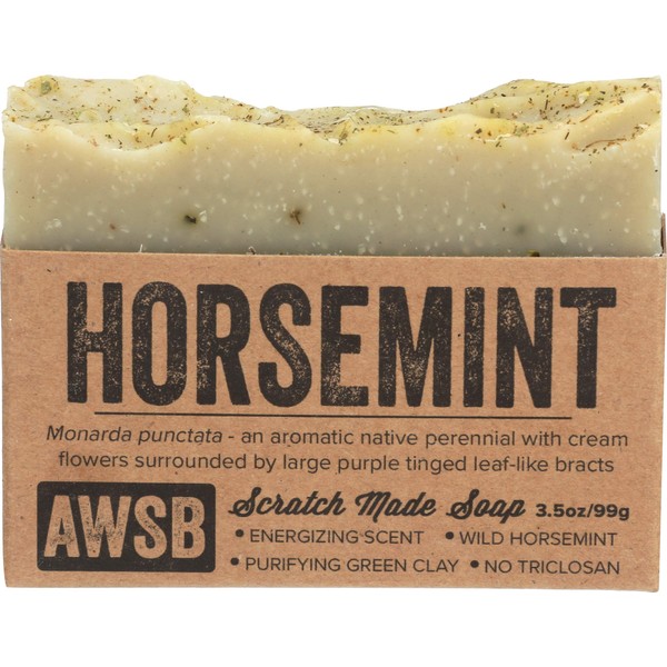 Horsemint Bar Soap with Peppermint & Spearmint, Vegan, All Natural with Organic Ingredients, Handmade by A Wild Soap Bar