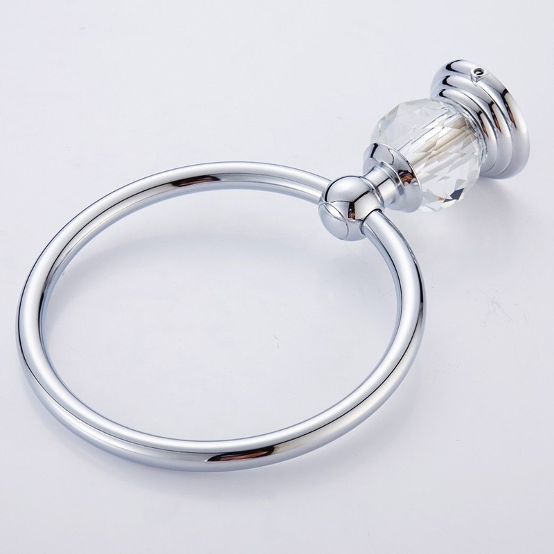 BATHSIR Crystal Towel Ring, Chrome Hand Towel Holder Bath Towel