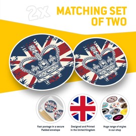 2 x Heart Stickers 10 cm - British Crown Monarchy Queen UK Flag Fun Decals for Laptops,Tablets,Luggage,Scrap Booking,Fridges #14860