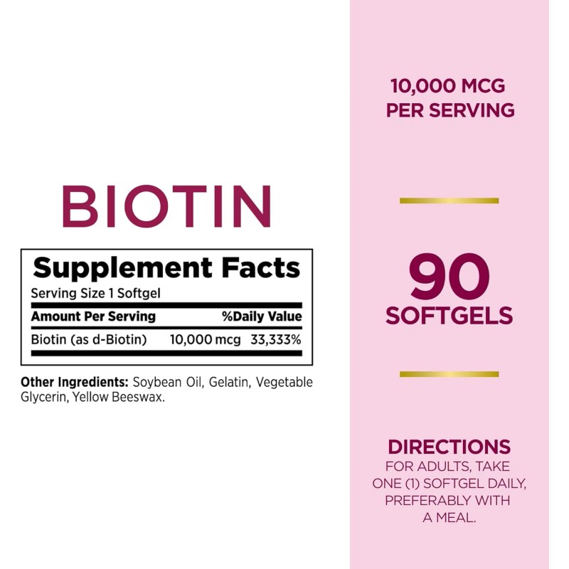 Nature'S Bounty Biotin 10000Mcg, Healthy Hair, Skin & Nails, 90