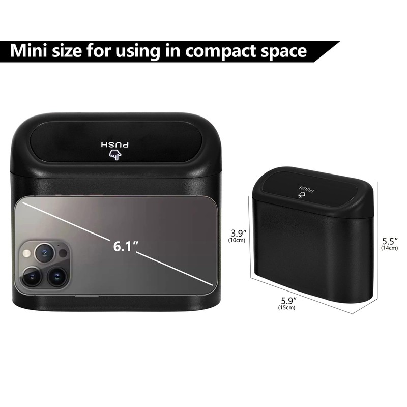 Ginsco Mini Car Trash Can with Lid, Small Car Garbage