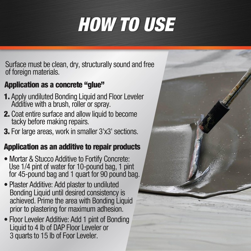 DAP Bonding Liquid & Floor Leveler Additive, White, 16 Oz