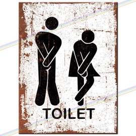Funny Toilet Sign Ladies and Gents Unisex Metal Retro Man Cave Bathroom Kitchen Vintage Wall Cafe Restaurant Plaque Medium (20cm x 15cm)