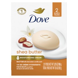 Dove Dove Beauty Bar Gentle Skin Cleanser Shea Butter 2 Bars Moisturizing for Gentle Soft Skin Care More Moisturizing Than Bar Soap 3.75 oz