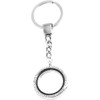 YuanHolumid Silver Crystal Round Floating Glass Locket Memory Keyring Charm