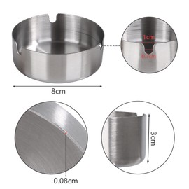 AKOLAFE Pack of 8 Ashtrays for Outdoor Use, Large 8 cm, Stainless Steel Wind Ashtray, Metal Ashtray, Waterproof, Rustproof Ashtray for Indoor, Restaurant, Bedroom, Living Room