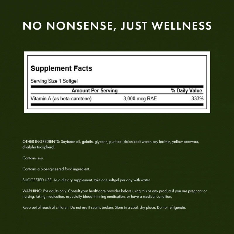 Swanson Beta-Carotene - Vitamin A Supplement Promoting Immune Health, Eye