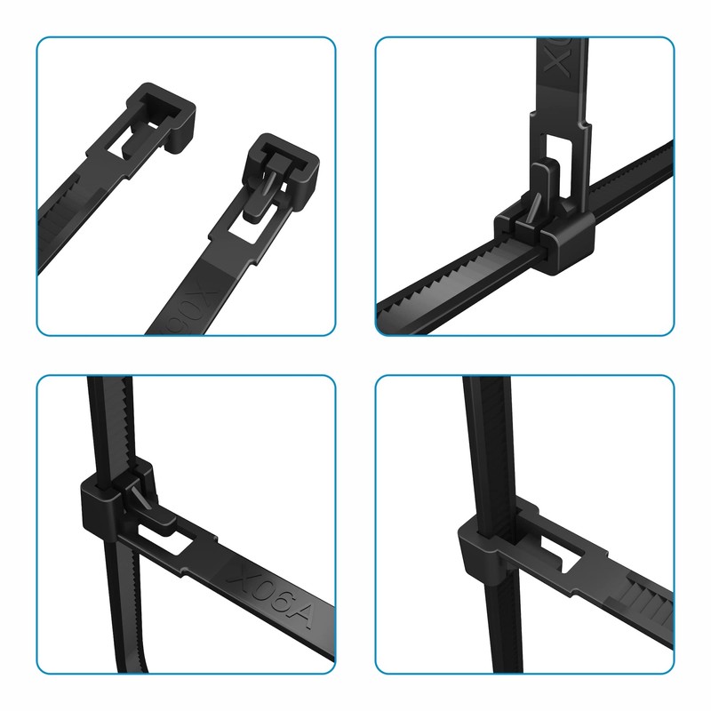 intervisio Cable Ties, Resealable, 540 mm x 7.6 mm, Black,