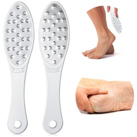 4 Pcs Stainless Steel Foot Scraper Metal Foot File Double Sided File Callus Remover Professional Feet Rasp Scrubber for Wet or Dry Skin Easy to Clean Pedicure Tool Heel