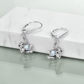 YFN Sloth Gifts Earrings Sterling Silver Leverback Sloth Heart Dangle Drop Earrings Sloth Jewelry for Women Girls Christmas Gifts, Sterling Silver, not known,