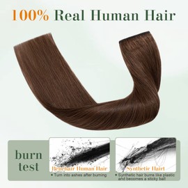 Benehair One Piece Clip in Hair Extensions Human Hair Medium Brown Hair Extensions Clip in Human Hair 14inch 3/4 Full Head Straight Remy Human Hair 5 Clips