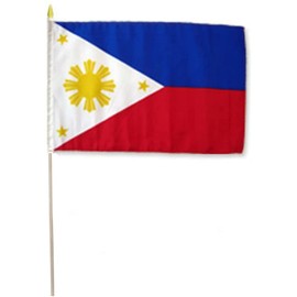 AES 12x18 12"x18" Philippines Country Stick Flag 30" Wooden Staff