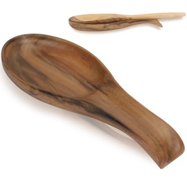 Acacia Spoon Rest for Kitchen, Cooking Spoon Rest, Wooden Spoon Rest, Smooth Wooden Spoon Holder for Stove, Perfect Holder for Spatulas, Spoons, Tongs and More (Acacia)