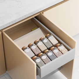 PanPanPal Spice Drawer Organizer, 4 Pack Clear Seasoning Organizer Rack, Expandable From 11" to 22" Wide Kitchen Spice Rack Organizers for Drawer, Countertop (Jars Not Included)