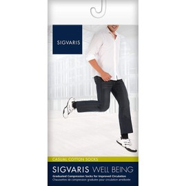 SIGVARIS Men's Casual Cotton 186 Calf High Compression Socks 15-20mmHg