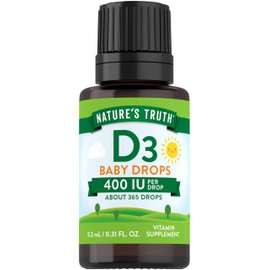 Nature's Truth Vitamin D Drops for Infants | 400 IU | 9.2 mL | D3 for Kids | Vegetarian, Non-GMO & Gluten Free Supplement