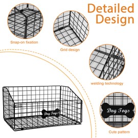 Large Dog Toy Basket, Metal Dog Toy Bin, Mesh Wire Basket with Wooden Handles, Toy Box for Living Room Area, Dog Toys Box, Pet Toys for Dog Cat, Sturdy Dog Basket for Dog Leash,Blanket,Toys,Snacks