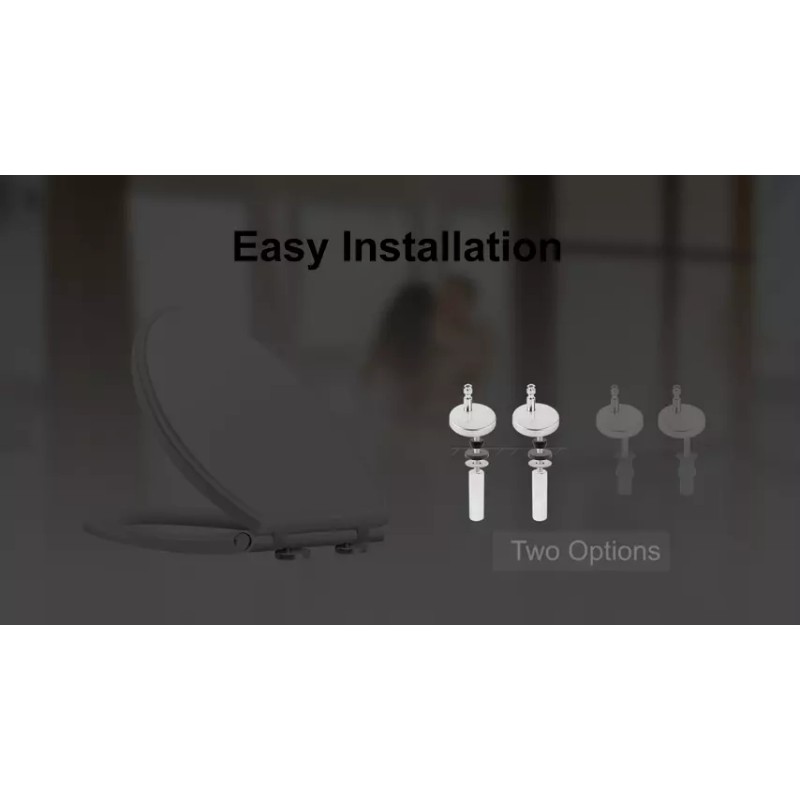 Hibbent Premium Elongated Toilet Seat with Cover(Oval) Quiet Close, One-Click