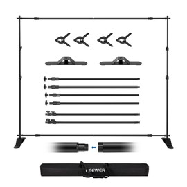 NEEWER Backdrop Stand Heavy Duty with Widened Bases, 10x8ft Background Stand with 4 Crossbars, 2 Telescopic Poles, 4 Spring Clips, and Carrying Bag for Photoshoot Studio Party Wedding, NK-ST300