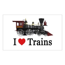CafePress I Love Trains Rectangle Bumper Sticker Car Decal