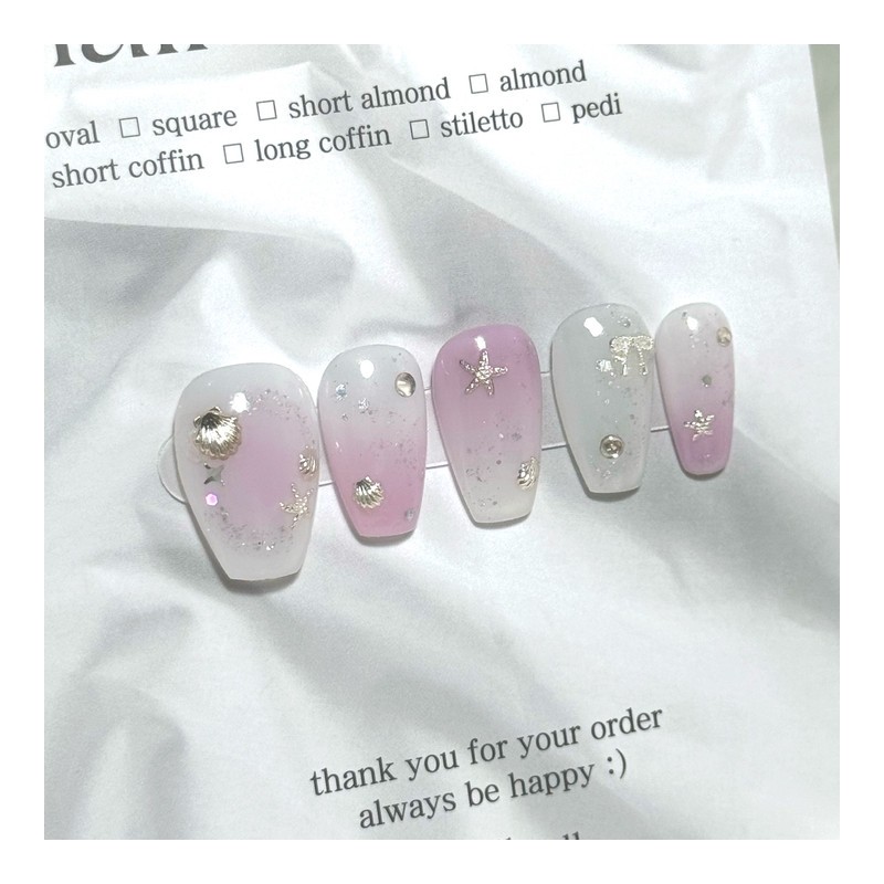 Purple Sea Handmade Nail Tips - M Almond / 보라빛