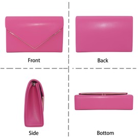 Evening Bags Women Clutch Purse Small Cute Classic Envelop Crossbody Handbag for Formal Wedding Party with Detachable Chain, Hot Pink