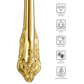 KEAWELL Gorgeous Dinner Knife, Set of 4, 18/10 Stainless Steel, Mirror Polished, Luxury Dinner Knife Set. (Gold)