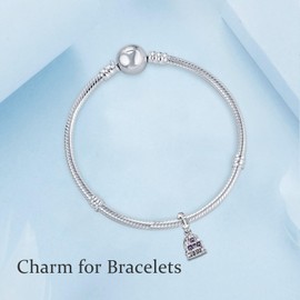 MGIUL Charm Pendant 925 Sterling Silver Charms Bead Charms for European Bracelet and Necklace 5A Cubic Zirconia Bracelet Charm for Birthday Women Jewellery Gift, Sterling Silver, Cubic Zirconia