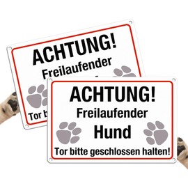 Goodvia Warning Freilaufender Retireer Sign 30 x 20 cm Warning of the Dog Signs Reflective Metal Aluminium Easy Installation Foot x 2 Pieces