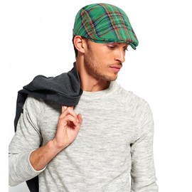 DIYDECAL Plaid Newsboy Hats Retro Flat Cap Gatsby Cabbie Driving Hat for Mens Womens Green