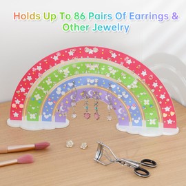 NiHome Acrylic Rainbow Earring Holder, 172 Holes Rainbow Jewelry Display Ear Studs Show Rack Stand Plastic Holder Acrylic Earring Rack Organizer for Girls and Women (Solid Rainbow Colors)