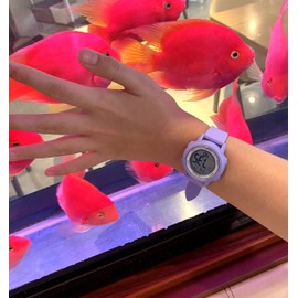 OLAZONE Kids Watch Girls Digital 7-Color Flashing Light Water Resistant 164FT Alarm for Age 5-12 (Purple)