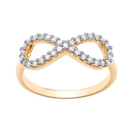 Old English Jewellers 9ct Yellow Gold on Silver CZ Infinity Crossover Eternity Ring size J - U (T)