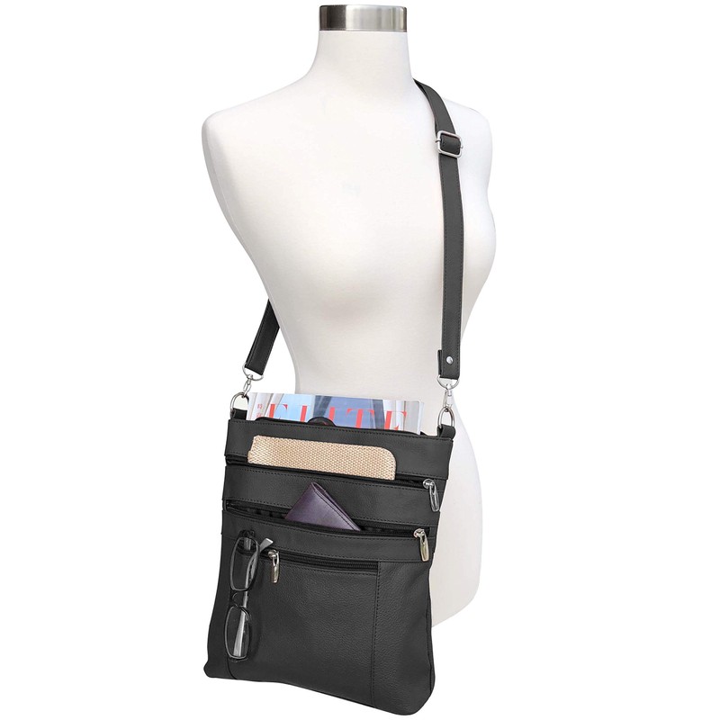 Roma Leathers Multi Pocket Body Purse - Deep Main Compartment,