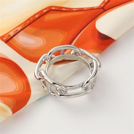 Chunky Chain Silk Scarf Ring Clip for Women Gold/Silver Plated Minimalist Wide Band Statement Buckle Holder Clasp Holder Scarfs T-Shirt Shawl Scarves Clasp Dress Clothing Accessories Jewelry, Small