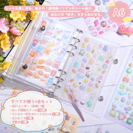 Seal Notebook, Transparent Mini Binder, M5, A8, A7, A6 Size, 20 Refills, 2 Zippered Pockets, 2 Underlays, 1 Tweezers, Clear Binder, 3-Layer Structure, Polypropylene Sheet, Plavan, Card Pocket