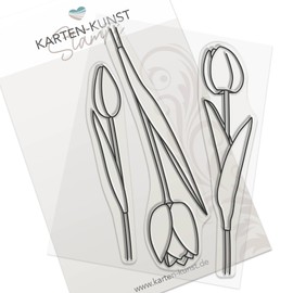 KK-0234 Clear Stamp Set Motif Card Art Spring & Easter Scribble Tulips