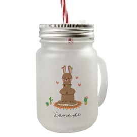 speecheese Lama Mason Jar with Handle Drinking Glass with Lid with Saying Lamaste A Cute Glass for Your Favourite Drink Funny Yoga Relaxation Alpaca Lamaste Women Kitchen Relax Namaste