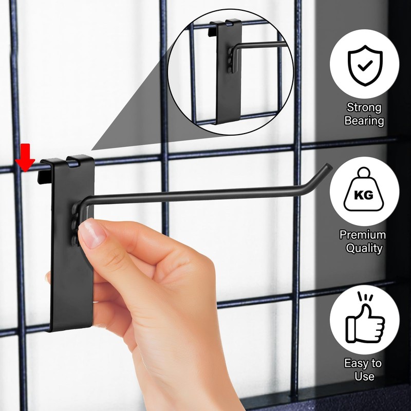 Ntwoiee Gridwall Hooks 4 Inch,12Pcs Display Hooks for Grid Wall,