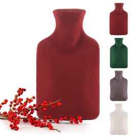 Blumtal Wärmflasche Baby mit sanftem Polarfleece - Wärmflasche mit Bezug 1,5l - waschbare Wärmflasche flauschig - Bettflasche aus Naturkautschuk - 100% auslaufsichere Wärmflasche Kinder/Babys - Rot