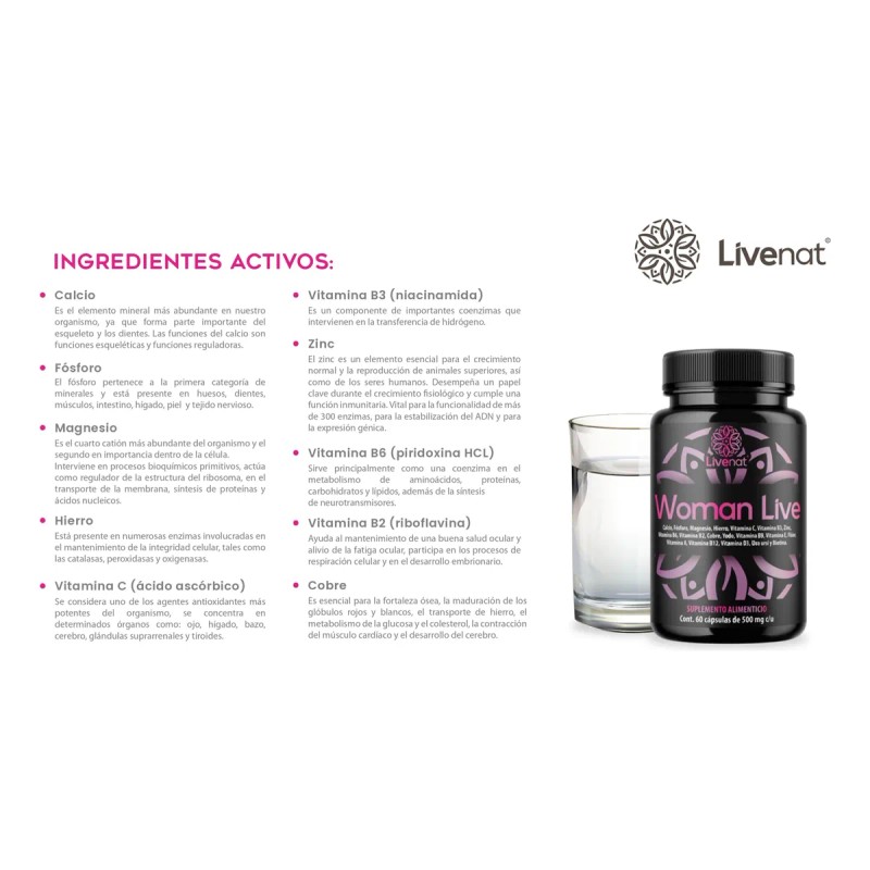 Woman Live Livenat Vitaminas Y Minerales Natural Sin Sabor