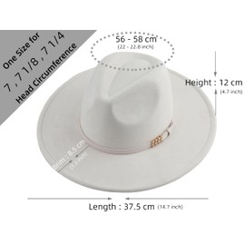 Pro Celia Wide Brim Fedora Hat for Men Women Big Rancher Felt Hat (US, Alpha, One Size, Belt-Ivory)
