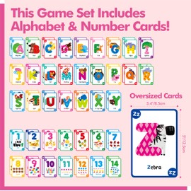 Go Fish Card Game, 80 Alphabet & Number Cards Oversize ABC 123 Memory Matching Game for Kids Learning, Party Game, Family Gathering, Game Night, Classroom Activities